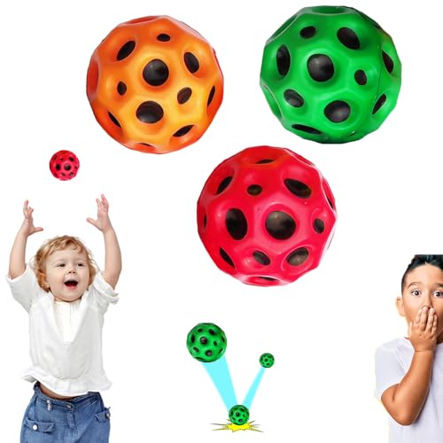 SEWSAW 3Stück Jump Ball Space Moon Ball Bouncy Balls Space Ball Hüpfbälle Hohe Sprünge Gummiball Super High Bouncing Lightweight Springen Ball Mini Agile Trainingsball Dekompression Hüpfbälle von SEWSAW