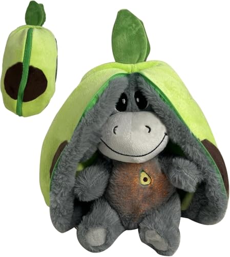 SFCOEABR Atmendes Kuscheltier, Schlafender Plüsch Esel Kuscheltier, Weiches Erdbeer Avocado Plüschtier Puppe Stressabbau Stofftier Für Schlafende Kinder (A) von SFCOEABR