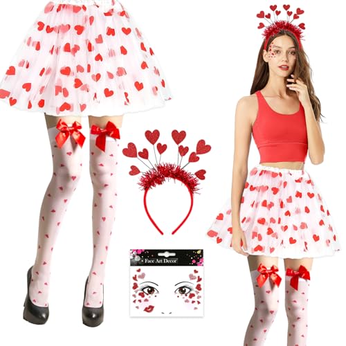 Amor Kostüm,4 Stück Karneval Kostüme Amor Set,Valentinstag Herz Stirnband Pailletten Herzchen Tutu,Weiß Tutu Rock,Romantische Amor Kostüm Accessoires Herz Gesichttattoos Für Valentinstag Karneval Amor Kostüm,4 Stück Karneval Kostüme Amor Set,Valentinstag Herz Stirnband Pailletten Herzchen Tutu,Weiß Tutu Rock,Romantische Amor Kostüm Accessoires Herz Gesichttattoos Für Valentinstag Karneval von SFNN