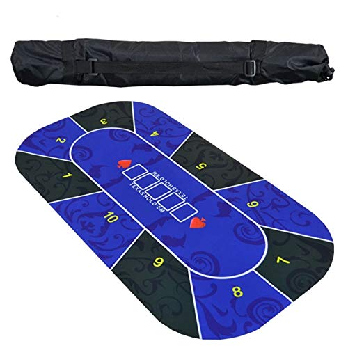Poker-Matte， Zusammenklappbare Pokertischplatte, Blackjack- und Texas Hold'em-Casino-Tischplatte, tragbare Pokertischplatte aus Gummi for 10 Spieler(Blu) von SFQEVHRZ