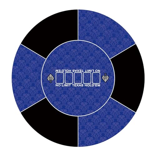 SFQEVHRZ Poker-Matte， Professionelle runde Pokermatte for Texas Hold'em mit Tragetasche, tragbare Pokertischplatte(Blu,Large) von SFQEVHRZ