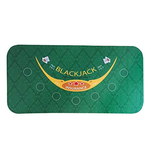 SFQEVHRZ Poker-Matte， Tragbare Pokertischplatte aus Wildleder und Gummi, Black Jack 21 Punkte, Baccarat, Casino, Pokertischdecke, grüne Tischmatte, Bretttuch(24 * 47in) von SFQEVHRZ