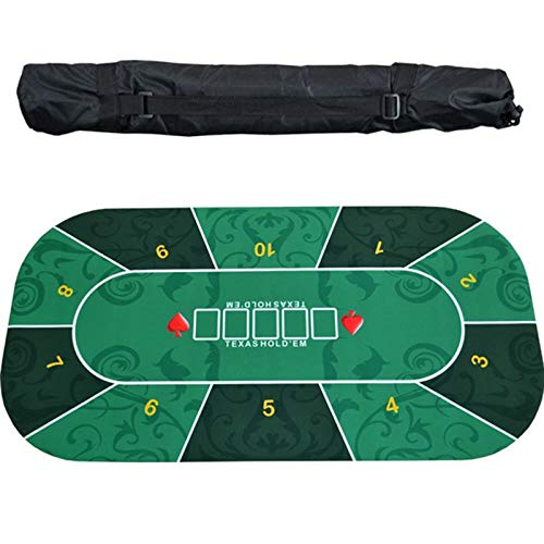 SFQEVHRZ Poker-Matte， Zusammenklappbare Pokertischplatte, Blackjack- und Texas Hold'em-Casino-Tischplatte, tragbare Pokertischplatte aus Gummi for 10 Spieler(Green) von SFQEVHRZ