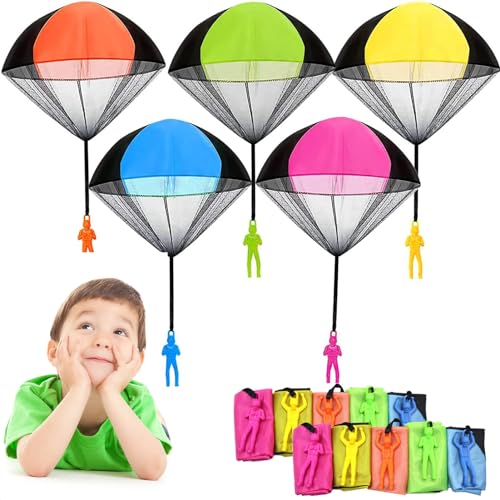 10 Stück Fallschirm Spielzeug Kinder,Fallschirmspringer Spielzeug,Outdoor Flugspielzeug Für Kinder,Mitgebsel Kindergeburtstag Gastgeschenke von SFSSHUI