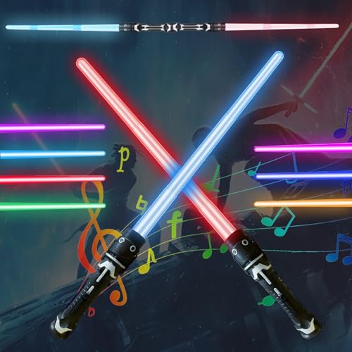 SFSSHUI 2 Stück Laserschwert Kinder Lichtschwerter mit Licht und Sound Lichtschwert Duell Lichtschwerter Doppelklingen Laserschwert 2 in 1 Lichtschwer Für Cosplay Spielzeug Für Kinder von SFSSHUI