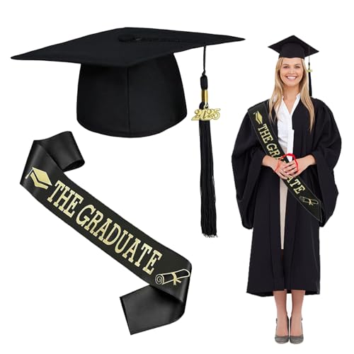 SFSSHUI 24cmx24cm Bachelor Hut Set für Abschlussfeier,Graduation Cap,Abschluss Hut Verstellbar,Graduation Hat,2025 für Abschlussfeier vom Hochschule,Unisex bachelor. von SFSSHUI