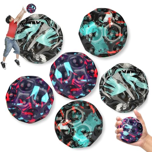 SFSSHUI 6 Stück Astro Jump Ball Sprünge Gummiball High Bounce Hole Ball Bouncing Ball Toy Galaxy Ball Gummiball Hohe Springender Gummiball Spielzeug Planeten Hüpfbälle Für Kinder Im Freien. von SFSSHUI