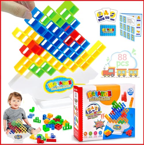 SFSSHUI 88 Stück Tetra Tower,Tetra Tower Spiel,Tetris Balance Spielzeug Tower Game,Lustige Stapelspiel,Tower Spiel Für Kinder Erwachsene,Tetris Tower Spiel,Kinderspiel Geburtstag Geschenk. von SFSSHUI