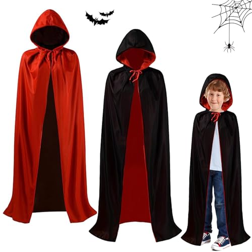 SFSSHUI Rot Umhang Halloween,Halloween Vampir Kostüm Umhang Damen Herren,Vampir Umhang Cape,Vampir Umhang Mit Kapuze,Für Halloween Maskerade Party Cosplay Kostüm von SFSSHUI