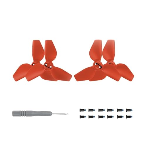 4-teiliges Set Propellerstück mit Schraubwerkzeug Kompatibles Drohnenzubehör Rot Blau Orange Schwarz Universal(Red) von SFWWPFSKK