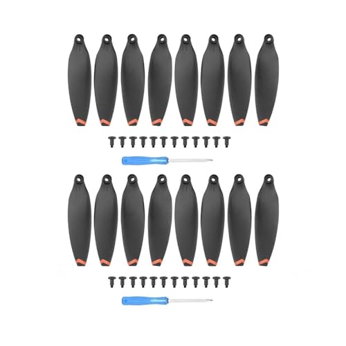 Kompatibel mit X8-Drohnenteilen, Ersatzpropeller mit geringem Geräuschpegel, kompatibel mit X8 V2-Zubehör, Leichter Propeller, Klappflügel, universell(Orange Edge 16pcs) von SFWWPFSKK