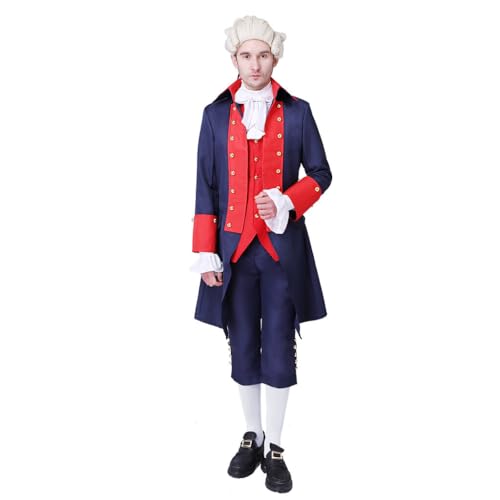 SFWXCOS Herren Kolonial Hamilton Kostüm Kolonialmilitär Kostüm Musikalischer Alexander Hamilton Blaue Jacke von SFWXCOS