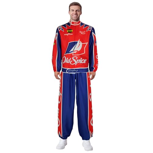 Cosplay Kostüm Ricky Bobby Jumpsuit Set Talladega Nights Kostüm ist für Erwachsene und Kinder geeignet (Aldult-L, Rot) von SFYT