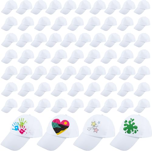 SGBETTER 70 Stück weiße Baseballmütze, verstellbar, einfarbig, für den Sommer, blanko, Ballkappe für Erwachsene und Kinder, DIY, Basteln, Malen, Outdoor-Aktivitäten SGBETTER 70 Stück weiße Baseballmütze, verstellbar, einfarbig, für den Sommer, blanko, Ballkappe für Erwachsene und Kinder, DIY, Basteln, Malen, Outdoor-Aktivitäten von SGBETTER