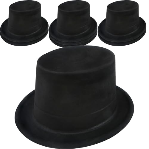 SGBETTER 8 schwarze Zylinderhüte für Erwachsene, Kunststoff, Magierhut, Kostüm, Partyhut, Top-Hut, Großpackung für Party-Verkleidungen von SGBETTER