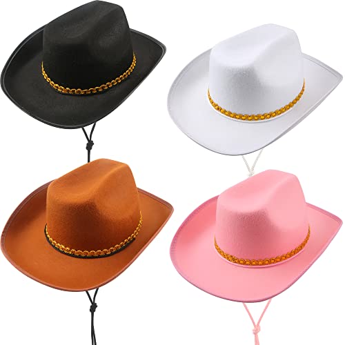 SGBETTER Cowboyhut, Westernhut für Erwachsene, Halloween, Cosplay, Cowboy, Party-Zubehör, 4 Stück (Farbset 2) von SGBETTER
