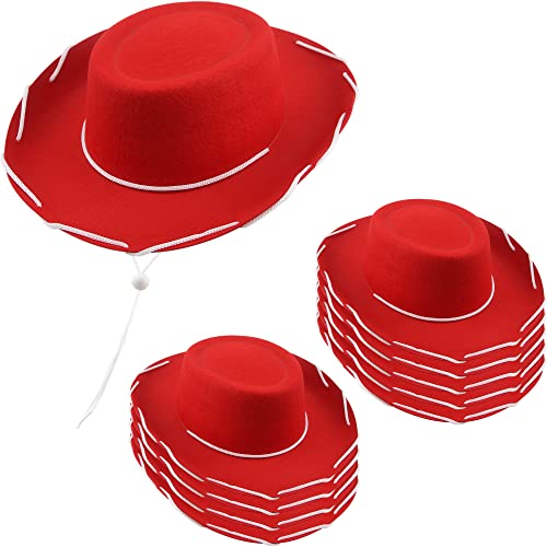 SGBETTER Cowboyhut für Kinder, Cowboyhut, Filz, Westernhut für Kinder, Cowboy-Thema, Verkleidung, Halloween-Zubehör, Rot, 10 Stück von SGBETTER