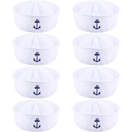 SGBETTER Matrosenhüte für Erwachsene, Kapitänsmütze, Seemannskappe, Yacht, nautisches Kostüm, Hut für Männer und Frauen, Party, Verkleidung, 8 Stück (Farbstil 3) von SGBETTER