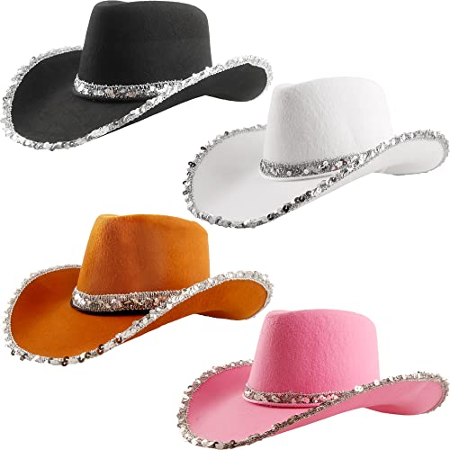 SGBETTER Texanischer Country-Cowboyhut für Erwachsene, Western-Cowgirl-Hut, Cowboyhut, Party-Set für Damen, Kostümparty, Zubehör, Weiß, Schwarz, Braun, Rosa, 4 Stück SGBETTER Texanischer Country-Cowboyhut für Erwachsene, Western-Cowgirl-Hut, Cowboyhut, Party-Set für Damen, Kostümparty, Zubehör, Weiß, Schwarz, Braun, Rosa, 4 Stück von SGBETTER