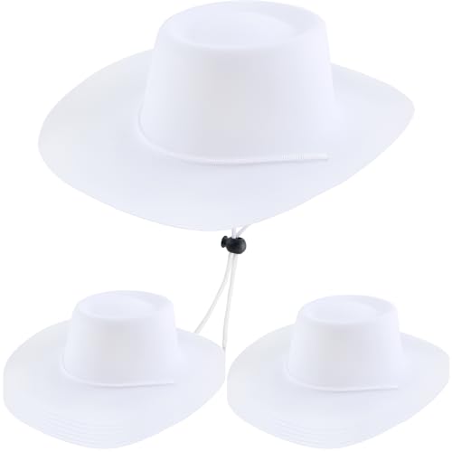 SGBETTER Western-Cowboyhut, Kunststoff, Cowboyhut, mit verstellbaren Schnüren, für Erwachsene, Kinder, Cowboy-Party, Kostümzubehör, Weiß, 12 Stück SGBETTER Western-Cowboyhut, Kunststoff, Cowboyhut, mit verstellbaren Schnüren, für Erwachsene, Kinder, Cowboy-Party, Kostümzubehör, Weiß, 12 Stück von SGBETTER