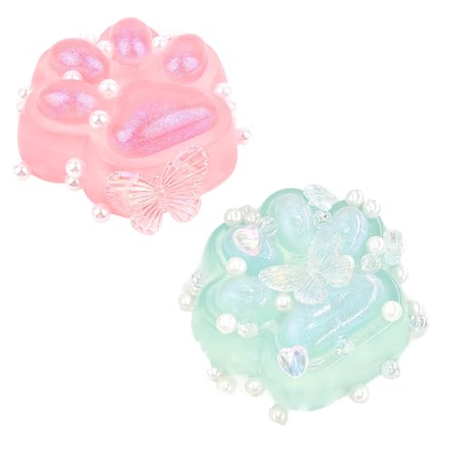 SGERUFZ 2 Stück Squishy Pfote, 8cm, Taba Squishy, Katzenpfoten Squishy für Angst Linderung, Party Favors und Büro Schreibtisch Dekor (Rosa und grün) von SGERUFZ