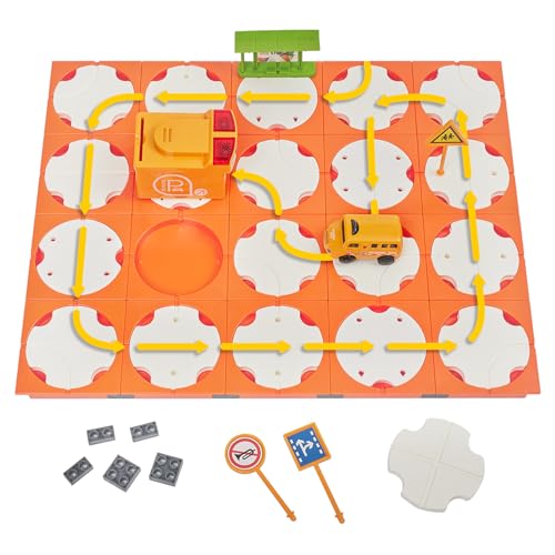 SGILE 20tlg. STEM Straßenbauer Puzzle Brettspiel für Kinder ab 3 Jahren, Kinderspiel, Straßenbau Set mit Verkehrszeichen, Kinderspiel für Jungen & Mädchen von 3-7 Jahren, Geschenk (Schulbus) von SGILE