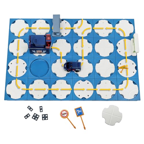 SGILE 24tlg. STEM Straßenbauer Puzzle Brettspiel für Kinder ab 3 Jahren, Kinderspiel, Straßenbau Set mit Verkehrszeichen, Kinderspiel für Jungen & Mädchen von 3-7 Jahren, Geschenk (Polizeiauto) von SGILE