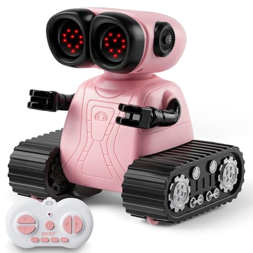 SGILE Emotional Ferngesteuert Roboter Spielzeug für Kinder, Intelligent Programmierbar RC Roboter mit Arten von Gesichtsausdrücken, LED Augen und Musik, RC Spielzeug für Jungen Mädchen Geschenk, Pink von SGILE