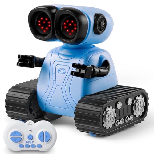 SGILE Emotional Ferngesteuert Roboter Spielzeug für Kinder, Intelligent Programmierbar RC Roboter mit Arten von Gesichtsausdrücken, LED Augen und Musik, RC Spielzeug für Jungen Mädchen Geschenk, Blau von SGILE
