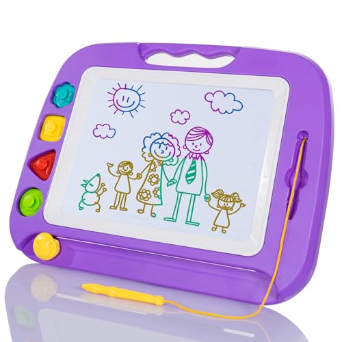 SGILE Große Magnetische Maltafel Zaubertafel, 42x32cm Zeichentafel Zaubermaltafel Malbrett mit 4 Form Stempel für Kinder ab 3 Jahre Geschenk, Lila SGILE Große Magnetische Maltafel Zaubertafel, 42x32cm Zeichentafel Zaubermaltafel Malbrett mit 4 Form Stempel für Kinder ab 3 Jahre Geschenk, Lila von SGILE