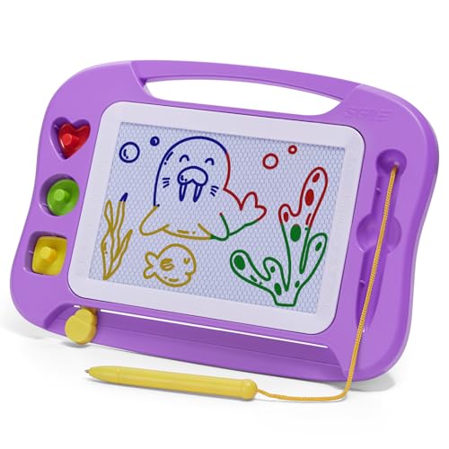 SGILE Zaubertafel Kinder Magnetische Maltafel, Bunt löschbare magnettafel mit Magnetstift und 3 Stempeln, Zaubermaltafel für Reise, Autofahrt, Geburtstag, pädagogisches Geschenk für Kleinkinder, Lila SGILE Zaubertafel Kinder Magnetische Maltafel, Bunt löschbare magnettafel mit Magnetstift und 3 Stempeln, Zaubermaltafel für Reise, Autofahrt, Geburtstag, pädagogisches Geschenk für Kleinkinder, Lila von SGILE