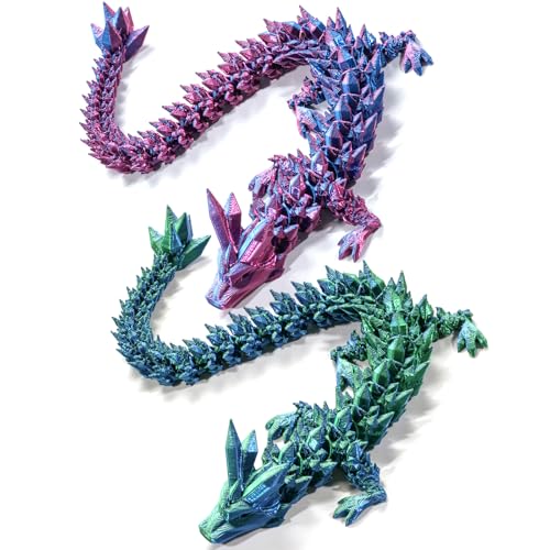 SGQTGIMU 2 Set 3D 38 cm Gedruckt Drachen Spielzeug 3D-Gedruckter Drache Beweglicher 3D Gedruckter Drache Flexible Gelenke 3D Drachen Realistische Kristall Drachen(Lila,Grün) SGQTGIMU 2 Set 3D 38 cm Gedruckt Drachen Spielzeug 3D-Gedruckter Drache Beweglicher 3D Gedruckter Drache Flexible Gelenke 3D Drachen Realistische Kristall Drachen(Lila,Grün) von SGQTGIMU