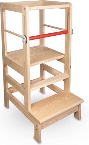 Pädagogischer Küchenturm und Küchenhelfer - Kinder ab 12 Monaten - 3 Stufen Höhe 17/32/45 cm - Zusätzliche Sicherheitsmerkmale - Holz Pädagogischer Küchenturm und Küchenhelfer - Kinder ab 12 Monaten - 3 Stufen Höhe 17/32/45 cm - Zusätzliche Sicherheitsmerkmale - Holz von SGSspecial