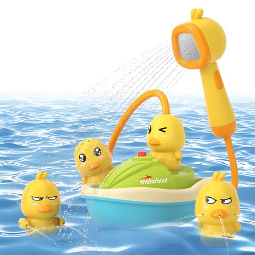 SGZIOO Badewannenspielzeug ab 1 2 3 4 Jahre, Ente Badespielzeug Baby mit Kinderdusche, Ente Badewanne Spielzeug mit Wassersprühfunktion, 4 Sprühmodi, Badewannen Spielzeug für Jungen Mädchen von SGZIOO