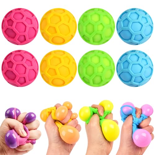 SGZIOO 8 Stück Bunte Stressball Erwachsene, Squishy Stressball Kinder, Farbwechsel Antistressball, Mesh Anti Stress Bälle, Knautschball, Stressbälle Anti Stress Spielzeug Angst Abbauen und Beruhigung von SGZIOO