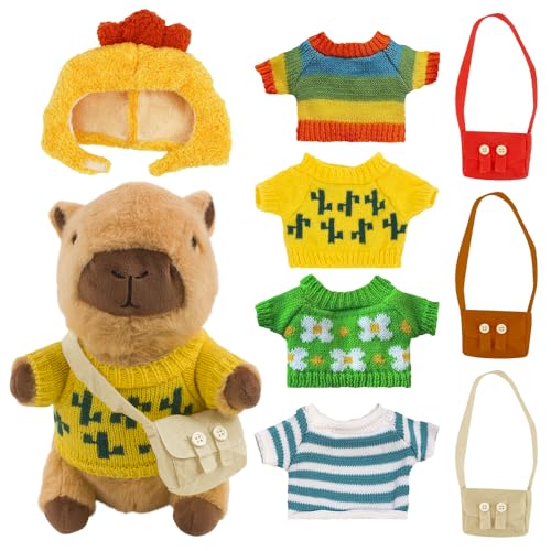 SGZIOO Capybara Kuscheltier, 25cm Capybara Plüschtier, Niedliche Capybara Plushie Puppen mit Kleidung, Tasche & Hut, Simulation Wasserschwein Kuscheltier, Capybara Stofftier Für Mädchen Und Jungen SGZIOO Capybara Kuscheltier, 25cm Capybara Plüschtier, Niedliche Capybara Plushie Puppen mit Kleidung, Tasche & Hut, Simulation Wasserschwein Kuscheltier, Capybara Stofftier Für Mädchen Und Jungen von SGZIOO