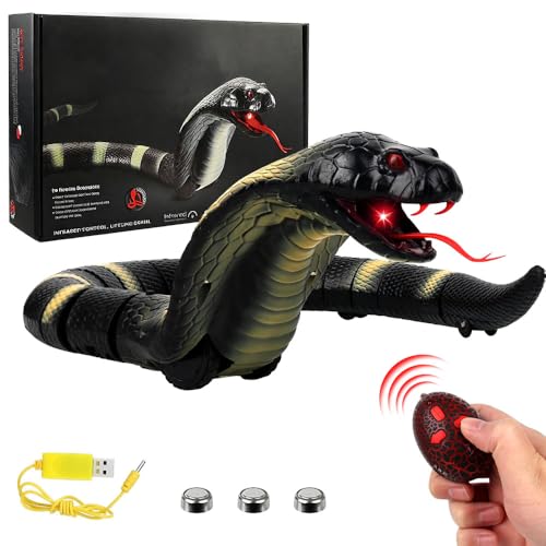 SGZIOO Ferngesteuerte Schlange, RC Ferngesteuert Kobra Schlange, Schlange Spielzeug Kinder Elektrisch, mit Fernbedienung, Leuchtenden LED Augen, Einziehbarer Zunge, Geschenk für Kinder Party Katzen von SGZIOO