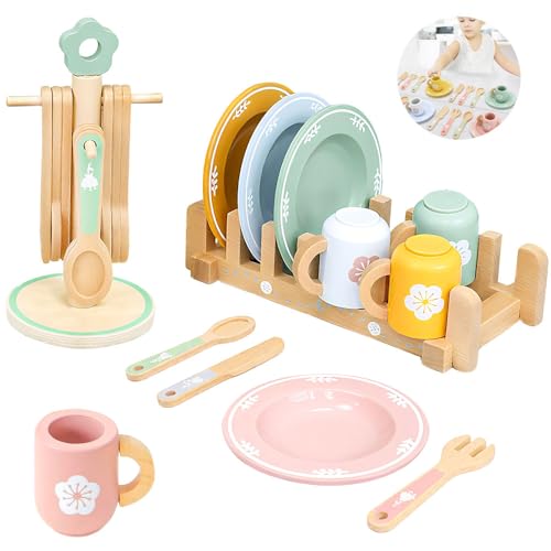 SGZIOO Kinderküche Zubehör Holz, Teeservice Spielküche Zubehör Holz, Kinderküche Geschirr mit Tellern, Tassen, Besteck & Ständer, Küchenzubehör Kinder für Mädchen Jungen Ab 3 4 5 6 7 8 Jahren SGZIOO Kinderküche Zubehör Holz, Teeservice Spielküche Zubehör Holz, Kinderküche Geschirr mit Tellern, Tassen, Besteck & Ständer, Küchenzubehör Kinder für Mädchen Jungen Ab 3 4 5 6 7 8 Jahren von SGZIOO