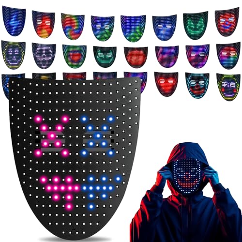 SGZIOO LED-Maske mit Gesten-Sensor, leuchtende Maske, transformierendes Gesicht mit 50 Mustern, LED-Gesichtsmaske, Halloween für Kostüm, Cosplay, Party, LED-beleuchtetes Gesicht, transformierende von SGZIOO