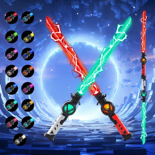SGZIOO Lichtschwert Kinder, 2 Stück Laserschwert Kinder mit 15 Farben und 3D Sound, USB-C Lade Lichtschwert, 2 in 1 Retractable Laserschwert, für Cosplay War Fighters, Halloween Dress Up SGZIOO Lichtschwert Kinder, 2 Stück Laserschwert Kinder mit 15 Farben und 3D Sound, USB-C Lade Lichtschwert, 2 in 1 Retractable Laserschwert, für Cosplay War Fighters, Halloween Dress Up von SGZIOO