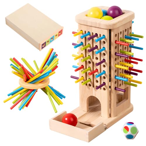 SGZIOO Montessori Spielzeug Brettspiel aus Holz, Brettspiel Familie mit 40 Stück Bunte Holzstäbchen und Würfel, Farbe Lernturm Spielzeug Kinder für die Farbwahrnehmung von Kindern ab 3 Jahren SGZIOO Montessori Spielzeug Brettspiel aus Holz, Brettspiel Familie mit 40 Stück Bunte Holzstäbchen und Würfel, Farbe Lernturm Spielzeug Kinder für die Farbwahrnehmung von Kindern ab 3 Jahren von SGZIOO