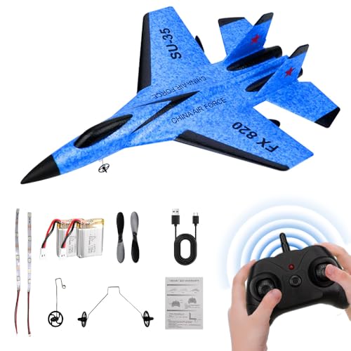 SGZIOO RC Flugzeug, SU35 Ferngesteuertes Flugzeug, 2CH Ferngesteuerter, RC Plane mit 2,4Ghz Fernbedienung, LED-Licht, FX620 rc Airplane RTF für Anfänger, Kinder und Erwachsene, USB-Aufladung, Blau SGZIOO RC Flugzeug, SU35 Ferngesteuertes Flugzeug, 2CH Ferngesteuerter, RC Plane mit 2,4Ghz Fernbedienung, LED-Licht, FX620 rc Airplane RTF für Anfänger, Kinder und Erwachsene, USB-Aufladung, Blau von SGZIOO
