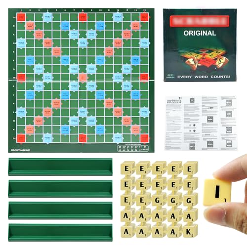 SGZIOO Scrabble Reisespiel mit 100 Buchstabenblöcken, Brettspiel UK, Pädagogische Puzzlespiele für Jungen und Mädchen ab 6 Jahren (Englische Version) von SGZIOO