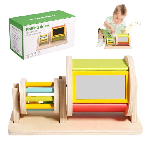 SGZIOO Spinning Drum Baby, Montessori Spinning Drum Holz, Regenbogen Drehtrommel Baby mit Spiegel, Regenbogenrad, Montessori Spielzeug für Säugling 6-12 Monate SGZIOO Spinning Drum Baby, Montessori Spinning Drum Holz, Regenbogen Drehtrommel Baby mit Spiegel, Regenbogenrad, Montessori Spielzeug für Säugling 6-12 Monate von SGZIOO