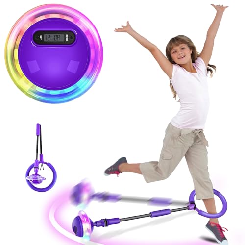 SGZIOO Springring Fußkreisel Kinder, Faltbarer Swing Wheel mit Lichtrad, Zähler, Zeit, Kilometerstand und Kalorienzähler, Fußkreisel Kinder für Jungen und Mädchen ab Sechs Jahren von SGZIOO