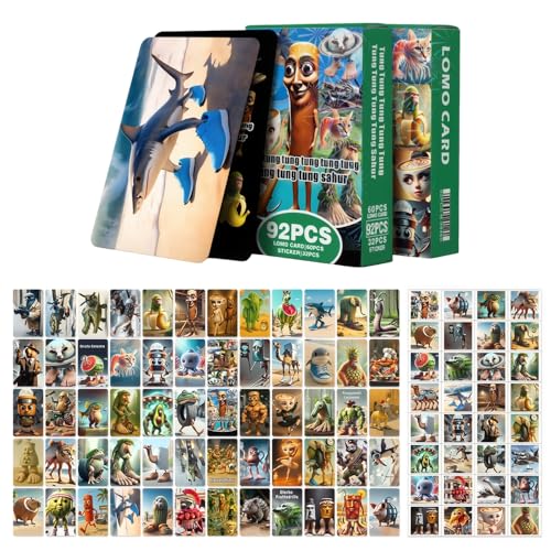 Skifidol Italian Brainrot Sammelkartenset mit 60 Karten und 32 Stickern, Italian Brainrot Figuren Karten Geeignet für Kinder, Jungen und Mädchen Kartensammlung(Grün) von SGZIOO
