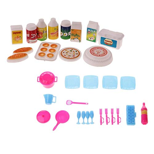 SGerste Dollhouse Miniatur-Küchenzubehör Lebensmittel und Geschirrset für Barbie Puppenspielzeug von SGerste