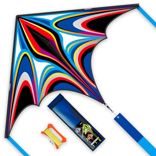 SGftre Delta-Drachen – Leichter Großer Winddrachen für Kinder & Erwachsene, Einfach Steuern am Strand oder Outdoor – Mit Langer Drachenschnur & Tragetasche – Ideal für Familien-Spaß,138*90 cm (Blau) von SGftre