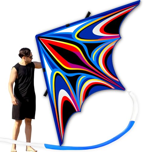 SGftre Großer Drachen 2,8x1,5 Meter – Aus Reißfestem Material, Stabil Zu Fliegen Und Einfach Zu Lagern – Leuchtende Farben Mit Drachenschnüren, Ideal Für Outdoor-Familienaktivitäten(Blau) SGftre Großer Drachen 2,8x1,5 Meter – Aus Reißfestem Material, Stabil Zu Fliegen Und Einfach Zu Lagern – Leuchtende Farben Mit Drachenschnüren, Ideal Für Outdoor-Familienaktivitäten(Blau) von SGftre