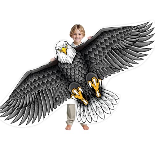 SGftre Drachen für Kinder und Erwachsene, Großer Adlerdrachen für Jungen und Mädchen, Einfach zu Fliegen für Anfänger, Drachenspielzeug für Strandausflüge, Park-Outdoor-Aktivitäten (Black Eagle) von SGftre